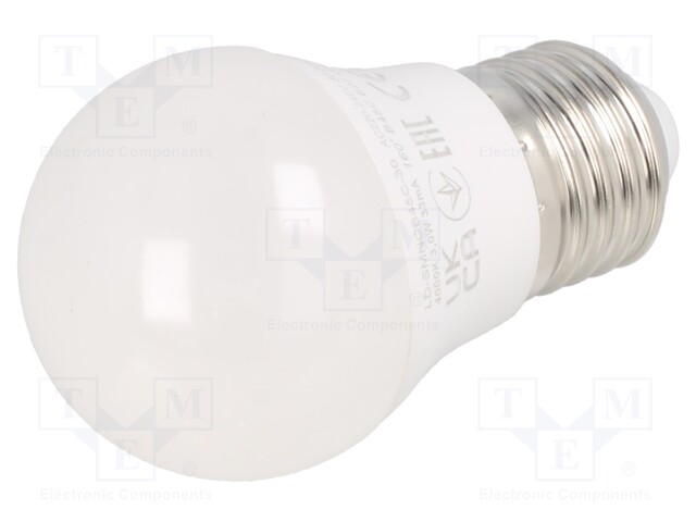 LED lamp; neutral white; E27; 230VAC; 255lm; 3W; 160°; 4000K