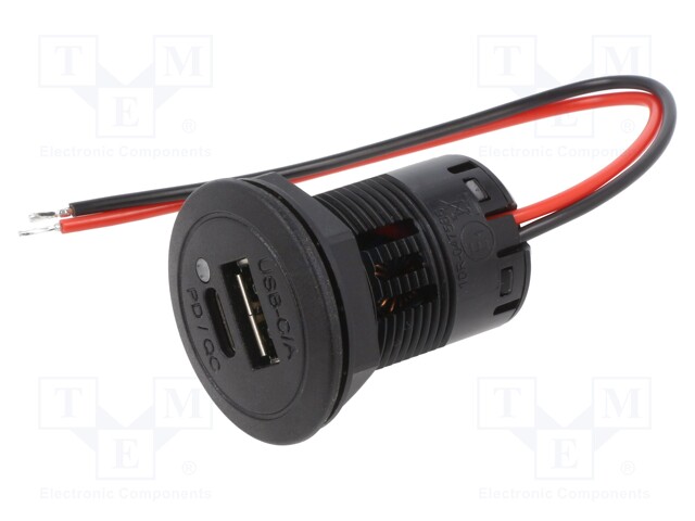 Automotive power supply; USB A socket,USB C socket; Inom: 3A