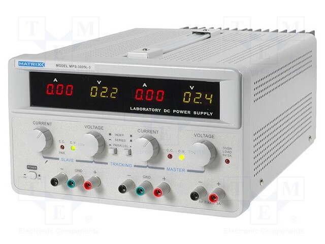 Power supply: laboratory; Channels: 3; 0÷30VDC; 0÷5A; 0÷30VDC; 0÷5A