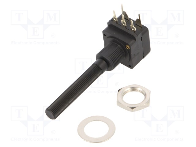 Potentiometer: shaft; 500kΩ; 200mW; THT; 6mm; plastic; mono; carbon