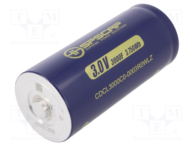 Capacitor: electrolytic; supercapacitor; 3000F; 3VDC; -40÷65°C