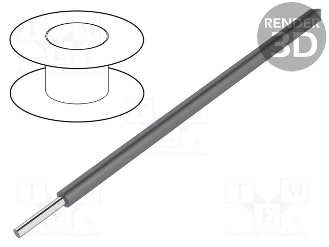 Wire; UL1007,UL1569; solid; Cu; 20AWG; dark grey; 305m; PVC; 300V