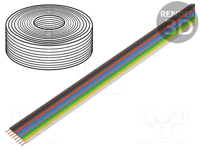 Wire: ribbon; stranded; 8x0,14mm2; 5m