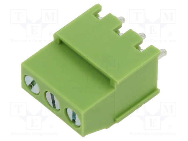 PCB terminal block; angled 90°; 5mm; ways: 3; on PCBs; terminal