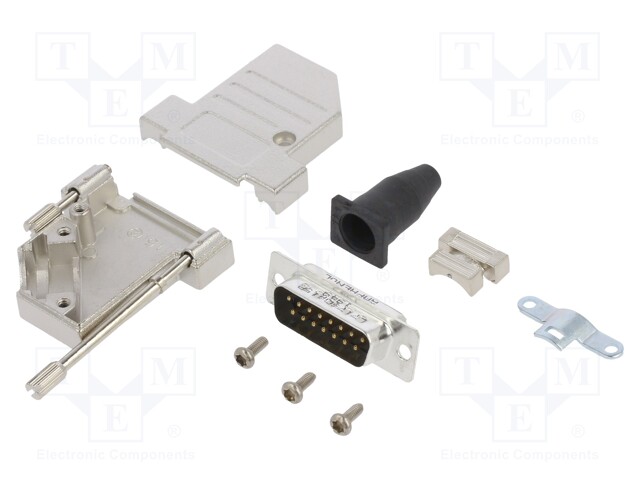 D-Sub; PIN: 15; male; shielded,with strain relief; angled 45°