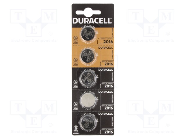 Battery: lithium; 3V; CR2016,coin; Batt.no: 5; Ø20x1.6mm