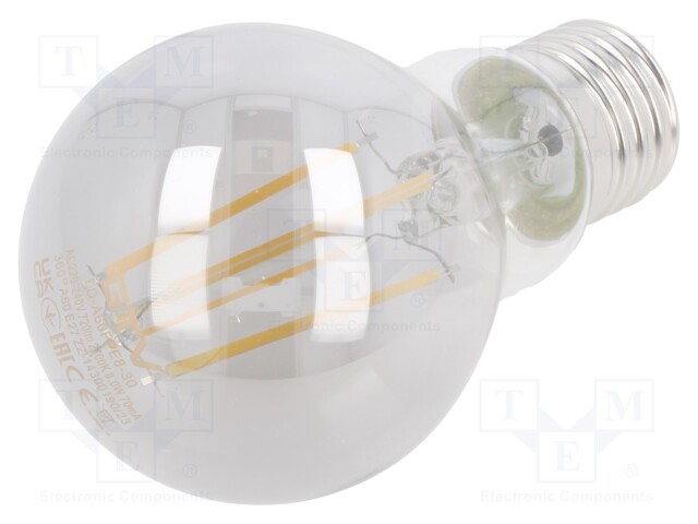 LED lamp; grey; E27; 230VAC; 8W; 360°; 2700K