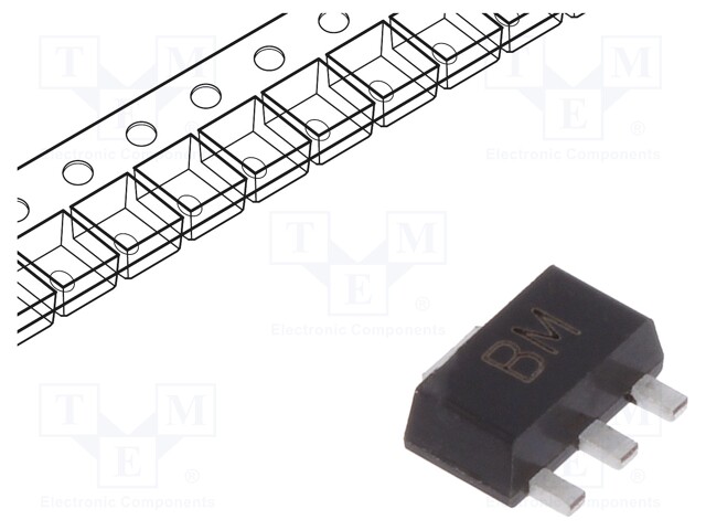 Transistor: NPN; bipolar; 60V; 1A; 1W; SOT89