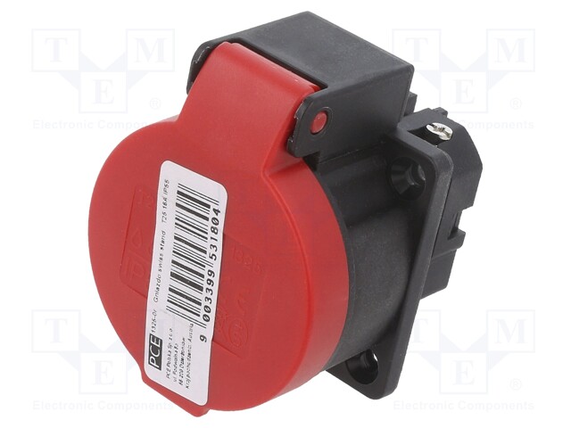 Connector: AC supply; socket; 2P+PE; 250VAC; 16A; black,red; PIN: 3
