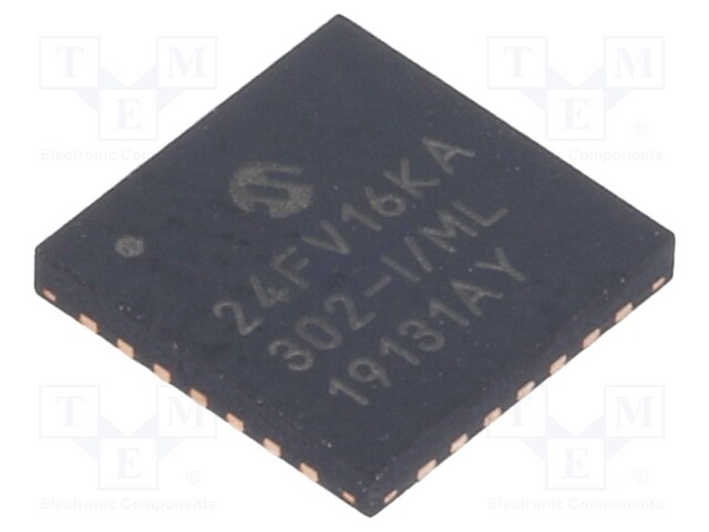 PIC microcontroller; Memory: 16kB; SRAM: 2kB; EEPROM: 512B; 32MHz