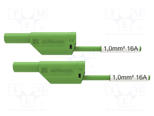 Test lead; 16A; banana plug 4mm,both sides; Urated: 1kV; Len: 1m