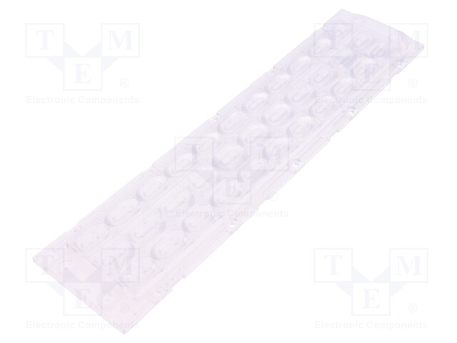 LED lens; rectangular; Mat: PMMA plexiglass; transparent; H: 9.4mm