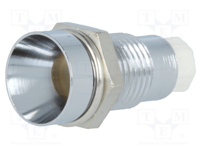 LED holder; 5mm; chromium; metal; concave; with plastic plug