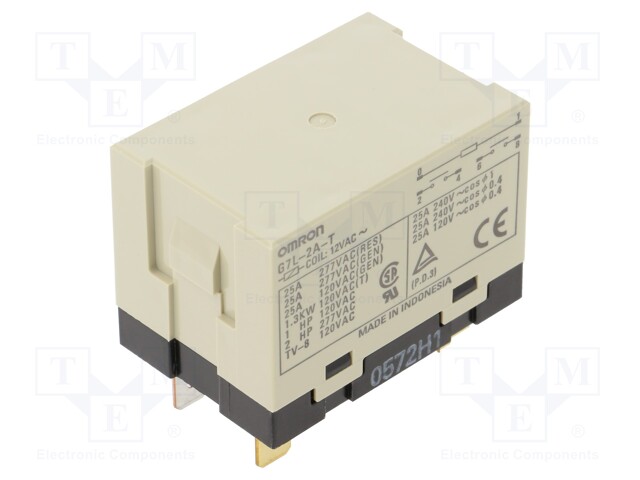 Relay: electromagnetic; DPST-NO; Ucoil: 12VAC; Icontacts max: 25A