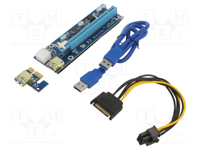 Riser; USB 3.0; blue; Application: Bitcoin Miner; 550mm