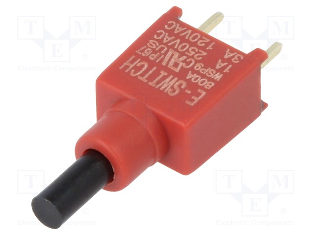 Switch: push-button; Pos: 2; SPST-NO; 1A/250VAC; 3A/28VDC; OFF-(ON)