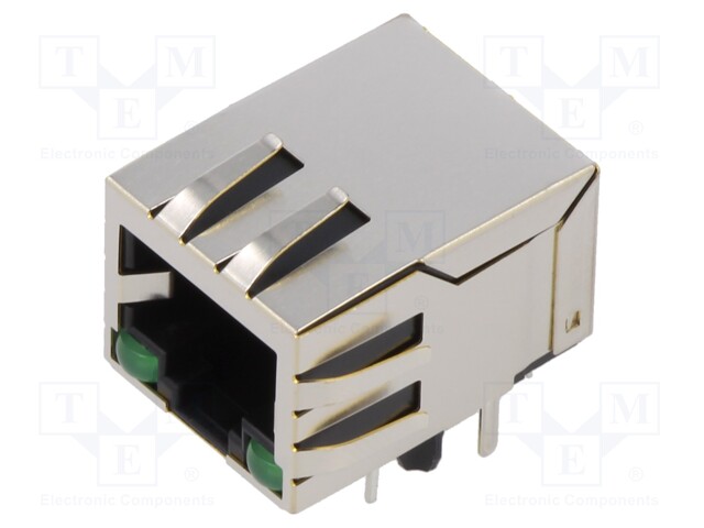 Socket; RJ45; PIN: 8; shielded,with LED; Layout: 8p8c; THT