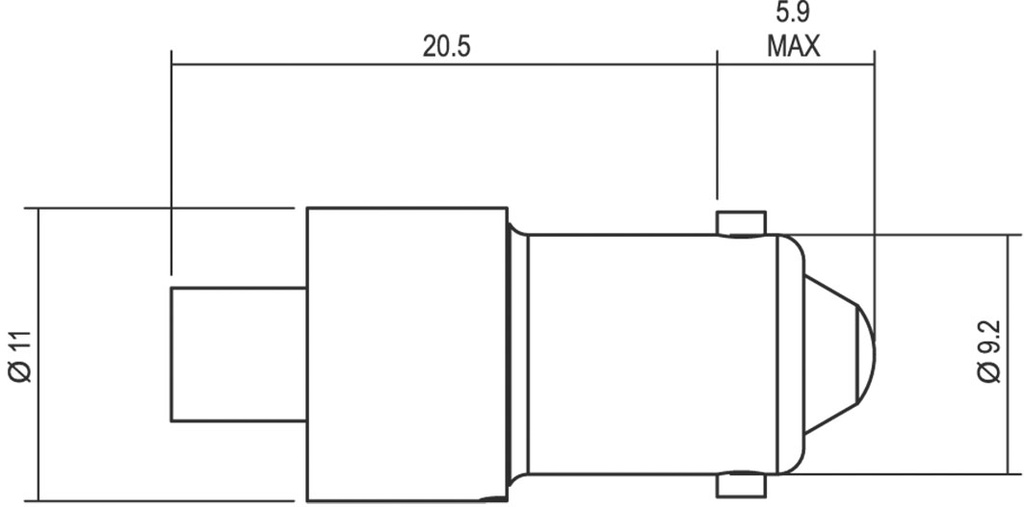 LED lamp; yellow; BA9S; 28VDC; No.of diodes: 1; -40÷75°C; 5mm