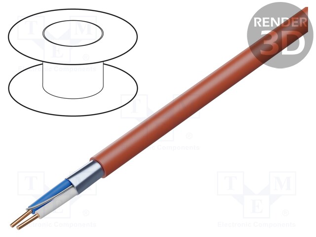 Wire; HTKSHekw; 1x2x1,8mm2; Al-PET foil; 150V; LSZH; Cu; solid; red