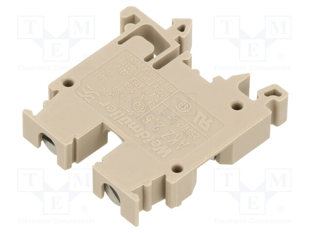 Splice terminal: rail; 2.5mm2; ways: 1; terminals: 2; beige; TS15