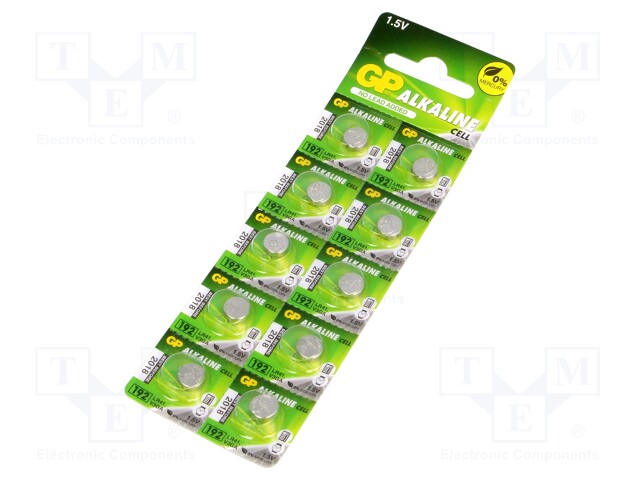 Battery: alkaline; 1.5V; LR41,R736,coin; Batt.no: 10; Ø7.9x3.6mm