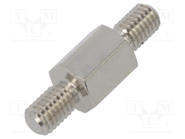 Screwed spacer sleeve; 10mm; Ext.thread: M5; hexagonal; brass