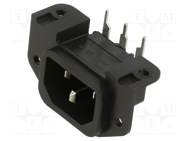 Connector: AC supply; socket; male; 10A; 250VAC; IEC 60320; C14 (E)