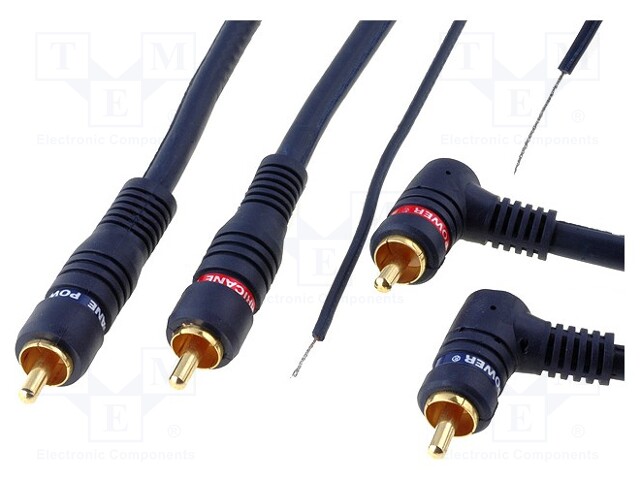 RCA plug x2,RCA plug x2 angled,control; 5m; Colour: navy blue