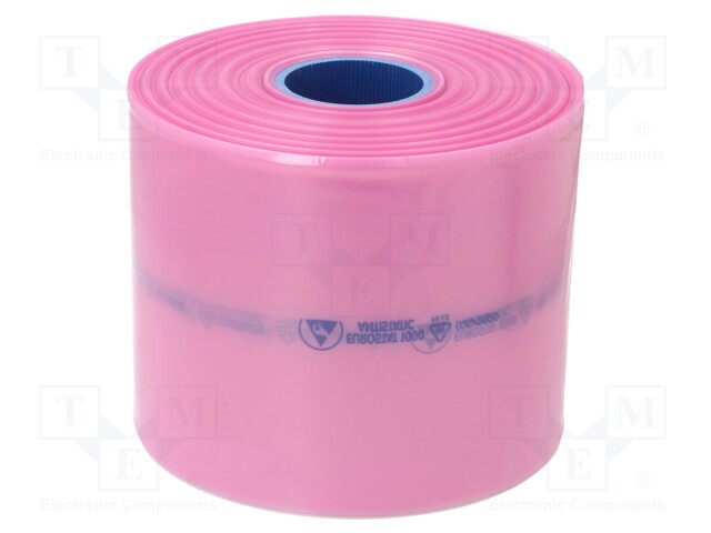 Protection bag; ESD; L: 250m; W: 200mm; Thk: 90um; EN 61340-5-1; pink
