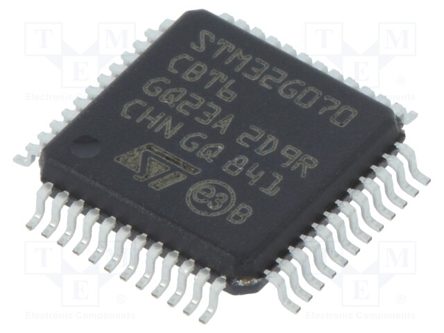 ARM microcontroller; Flash: 128kB; 64MHz; SRAM: 36kB; LQFP48