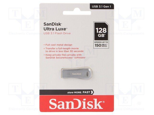 Pendrive; USB 3.1; 128GB; 150MB/s; USB A; ULTRA LUXE
