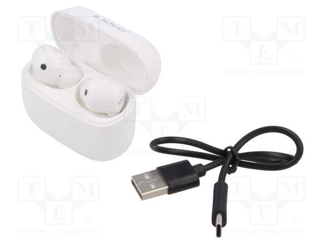 Wireless headphones with microphone; white; USB C; 20Hz÷20kHz