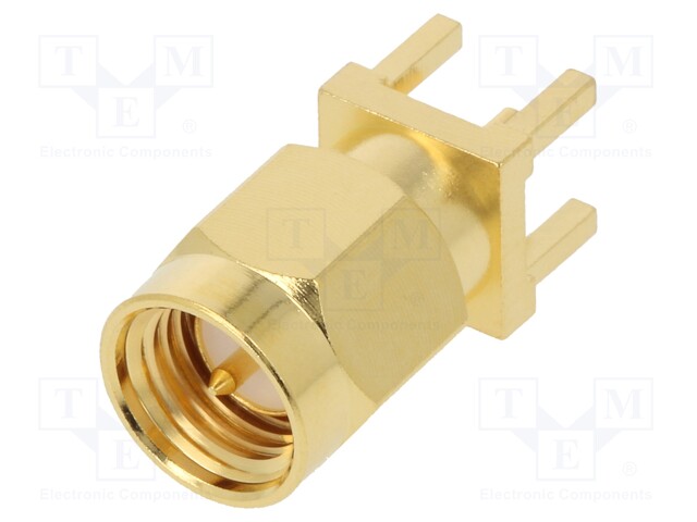 Socket; SMA; male; straight; 50Ω; THT; on PCBs; teflon; gold-plated