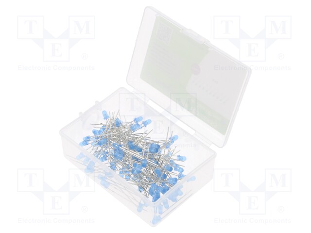 3mm; blue; 330mcd; 30°; λd blue: 465÷475nm; Kit: LED; plastic box