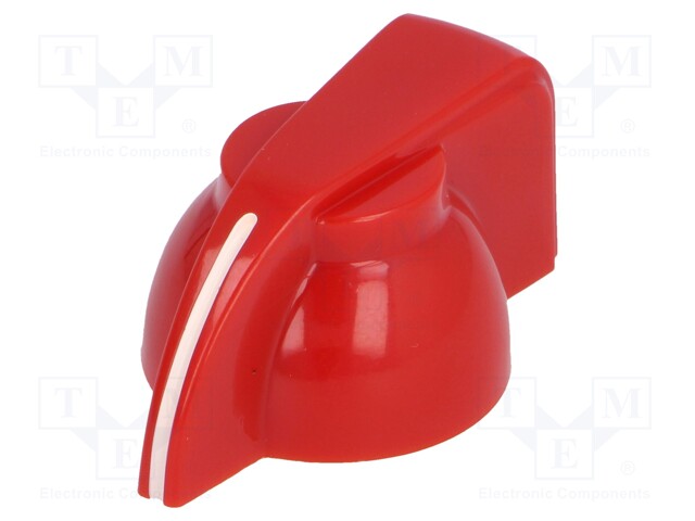 Knob; with pointer; Shaft d: 6mm; Ø19.5x14mm; red; Shaft: knurled