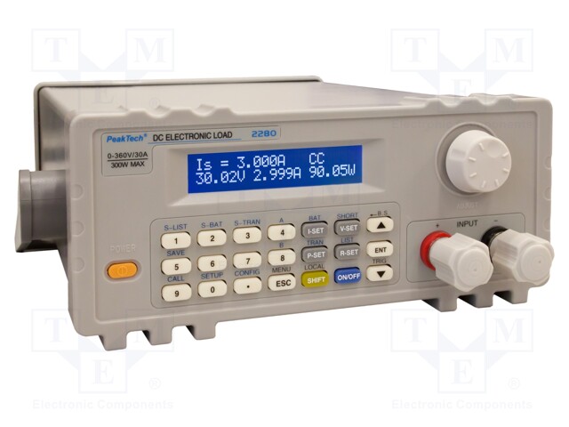 Programmable electronic load DC; 0÷360V; 30A; 300W; Display: LCD