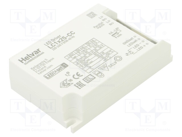 Power supply: switched-mode; LED; 25W; 20÷45VDC; 350÷700mA; IP20
