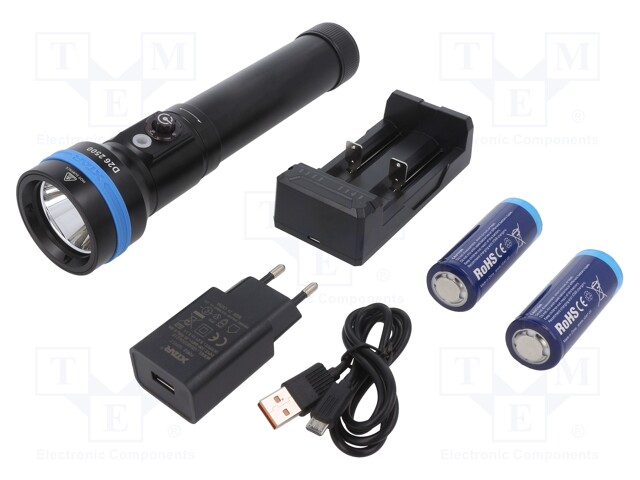 Torch: LED diving; L: 236.6mm; 30/700/1400/2500lm; Ø: 54mm; IPX8