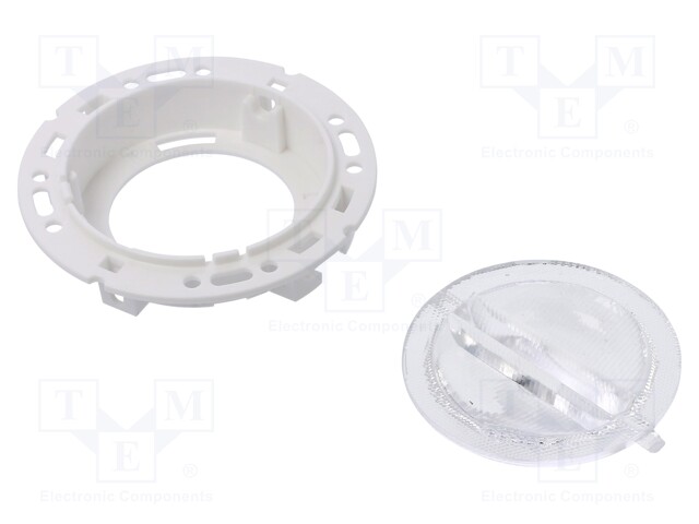 LED lens; round; Mat: PMMA plexiglass; transparent; Colour: white