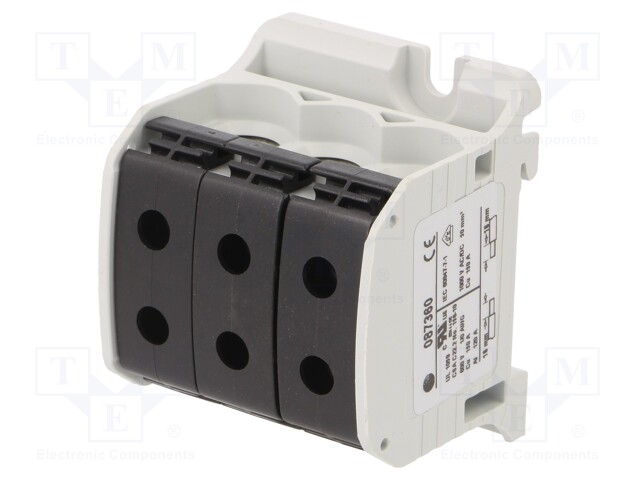 Splice terminal: rail; STB; 50mm2; ways: 1; terminals: 6; black; TS35