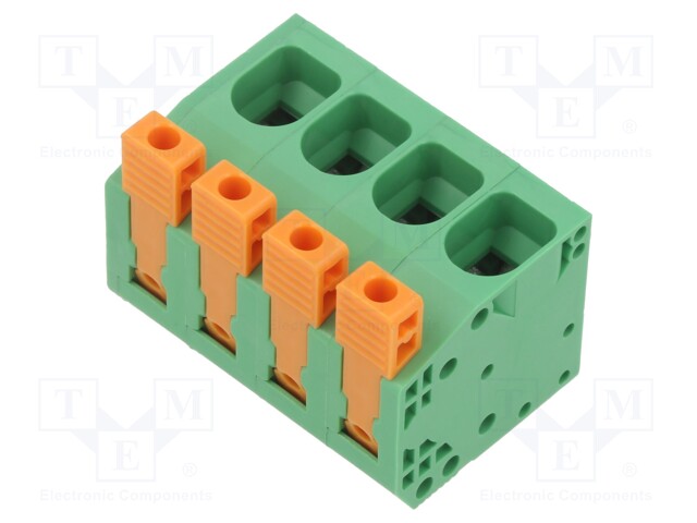 PCB terminal block; 10mm; ways: 4; angled 90°; terminal; on PCBs
