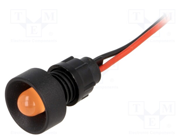 Indicator: LED; recessed; 220VDC; Cutout: Ø13mm; IP40; 300mm leads