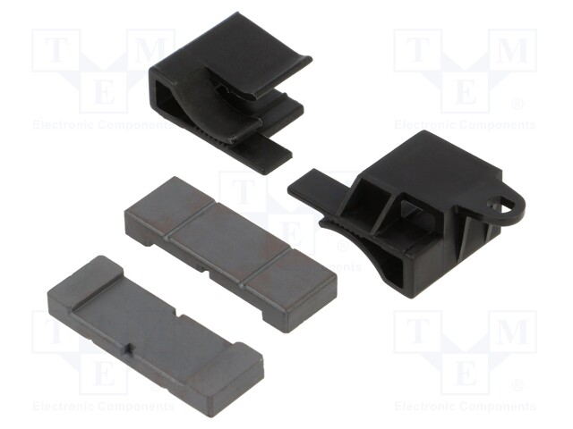 Core: ferrite; for flat cable; A: 37mm; B: 25.4mm; C: 10mm; D: 12.7mm