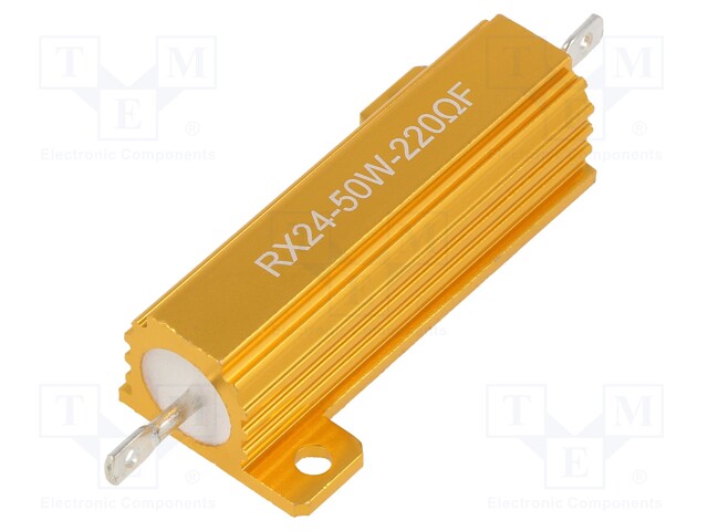 Resistor: wire-wound; with heatsink; 220Ω; 50W; ±1%; 50ppm/°C