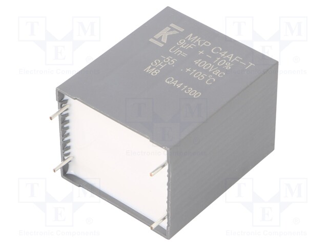AC Film Capacitor, 9 µF, 400 VAC, Metallized PP, ± 10%, C4AF Series, Radial Box