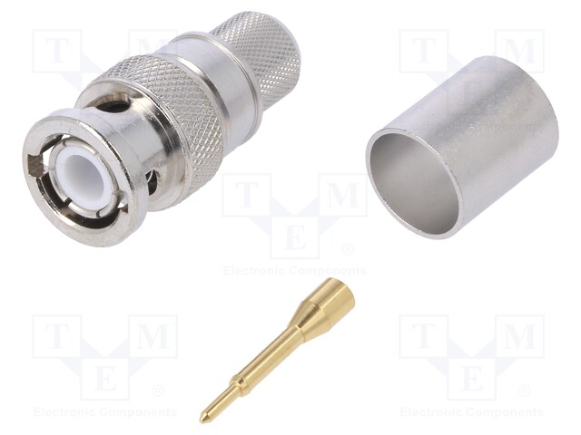 Plug; BNC; male; straight; 50Ω; crimped; for cable; teflon