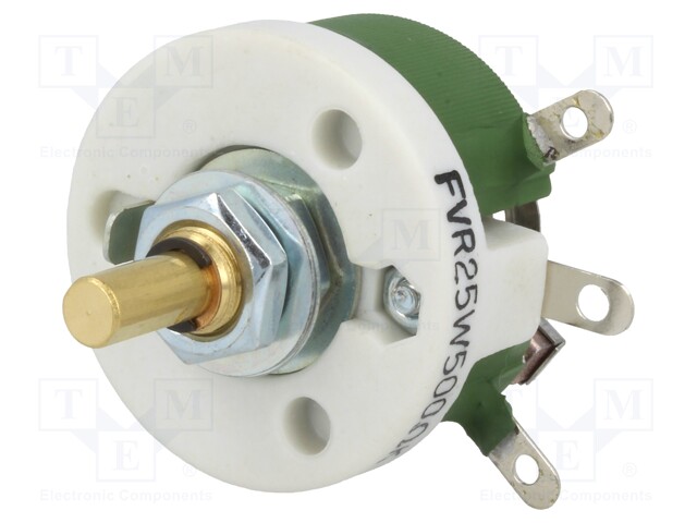 Potentiometer: shaft; single turn; 500Ω; 25W; ±10%; 6mm; wirewound