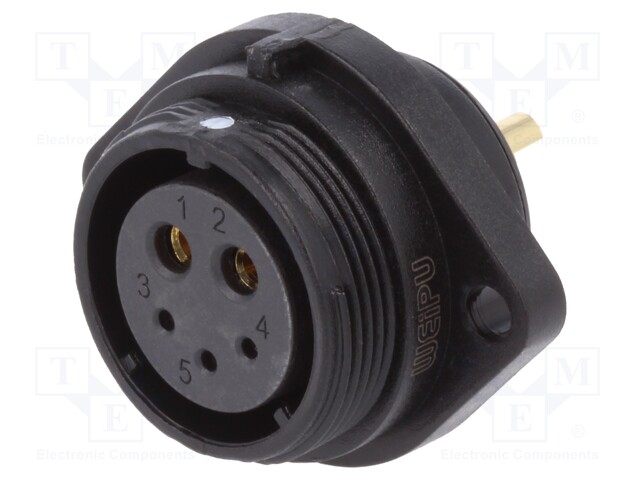 Socket; female; SP21; PIN: 5(2+3); IP68; soldering; 500V; Inom 1: 30A