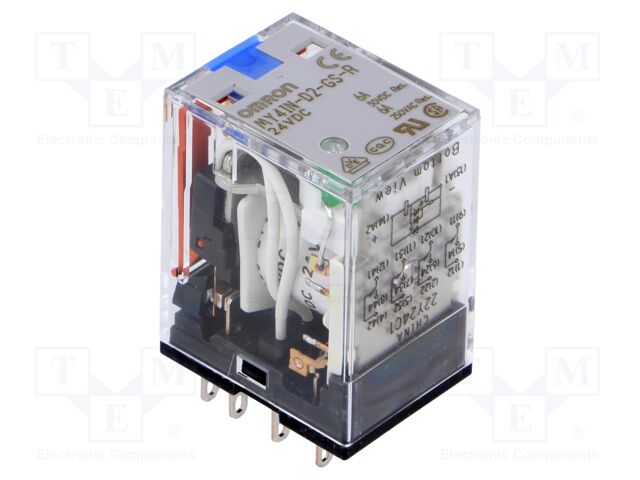 Relay: electromagnetic; 4PDT; Ucoil: 24VDC; Icontacts max: 6A; MY4