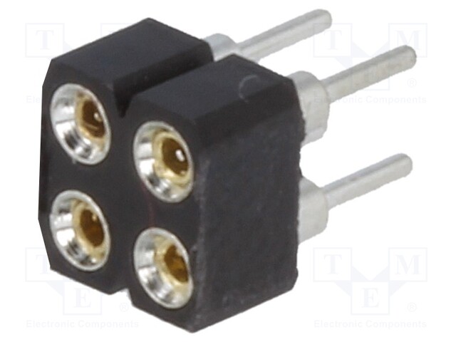 Socket; pin strips; female; PIN: 4; turned contacts; straight; THT